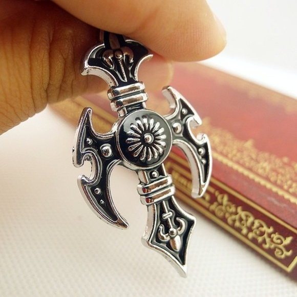 Unisex Titanium Cross Necklace - Picture 2 of 5